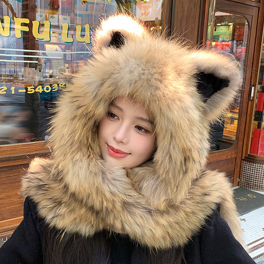 The Arctic Muse — Cat Ear Fox Fur Scarf Hat