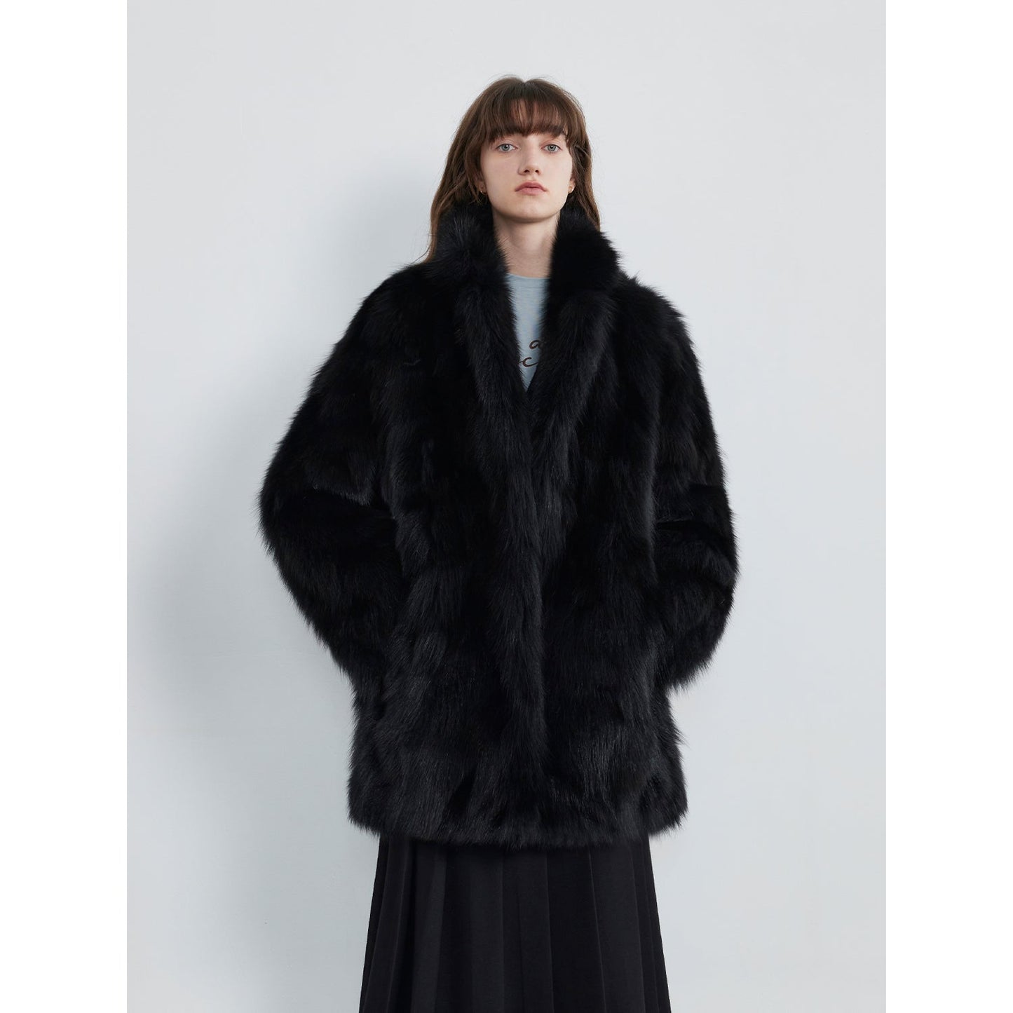 The Sable Suit — Off-Shoulder Fox Fur Jacket with Suit Collar