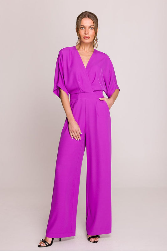 Wrap-Style Pleated Jumpsuit
