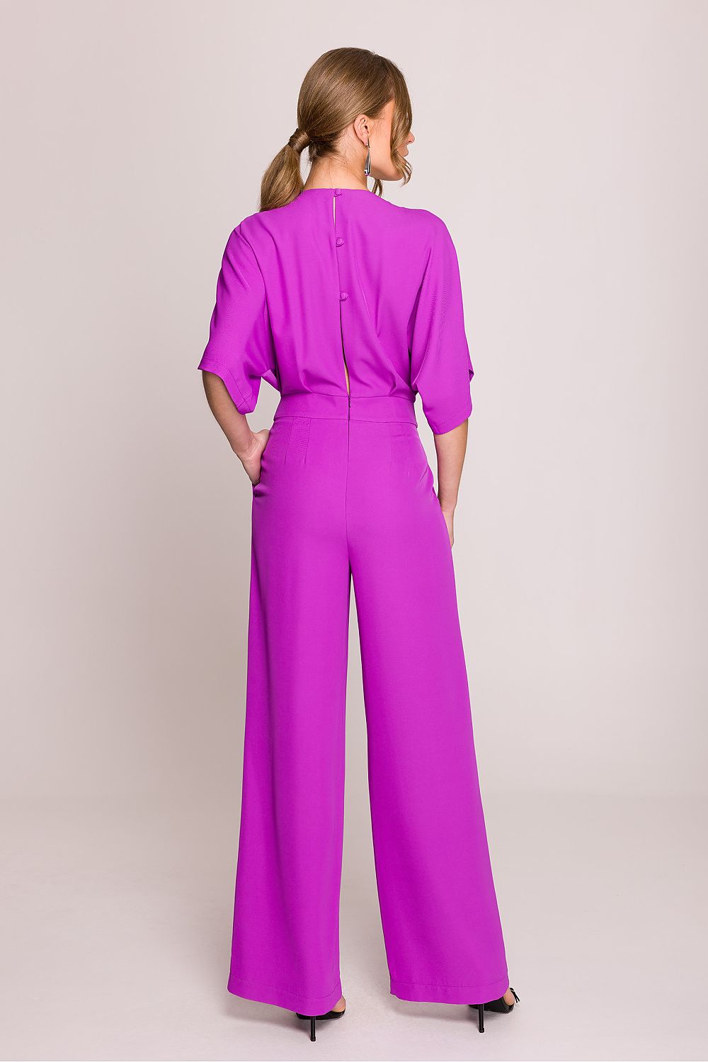 Wrap-Style Pleated Jumpsuit