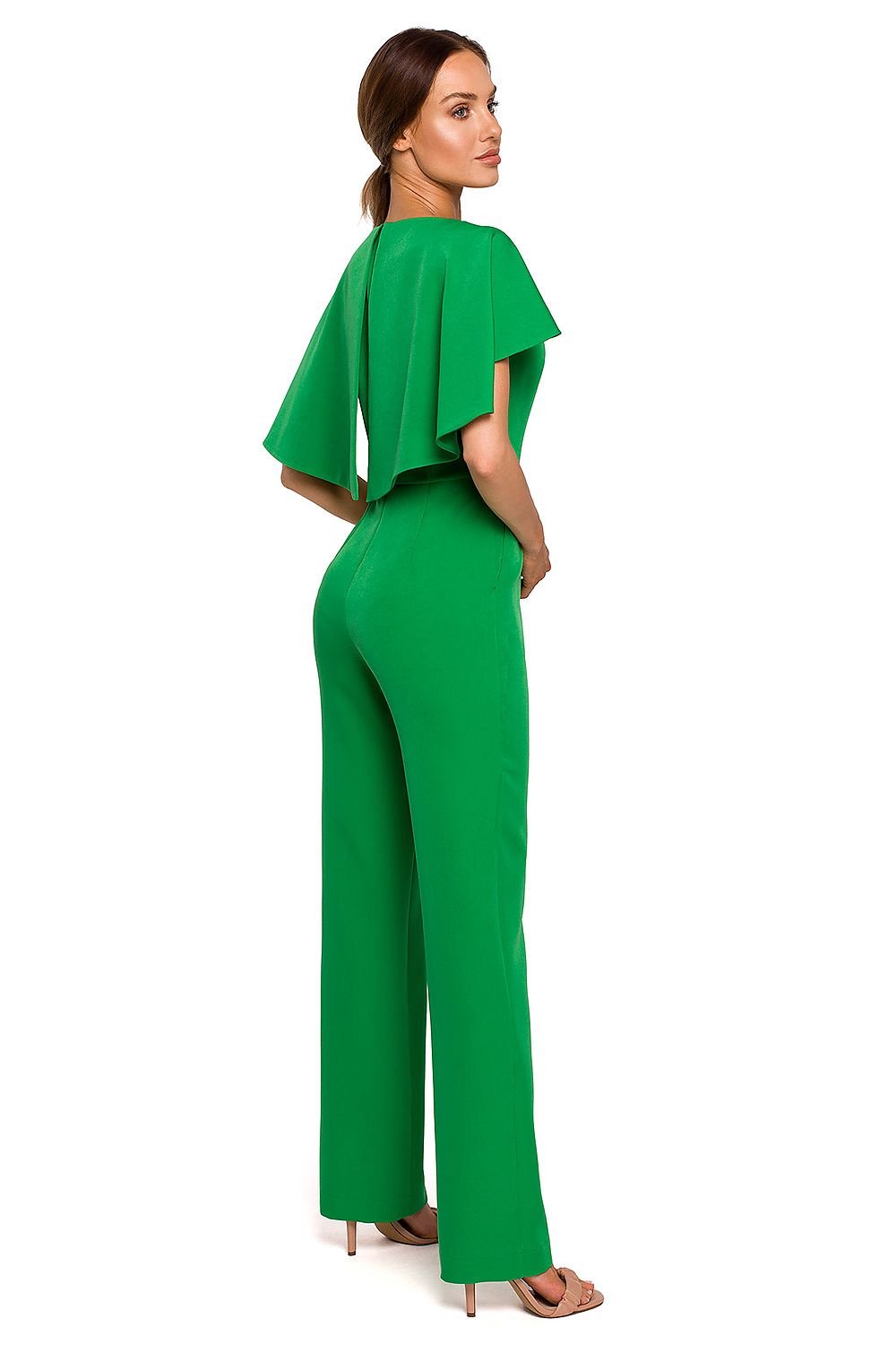 Cape-Detail Chain Accent Pantsuit