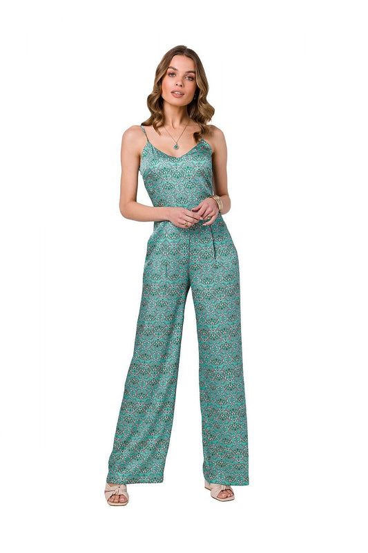 Printed Satin Summer Jumpsuit